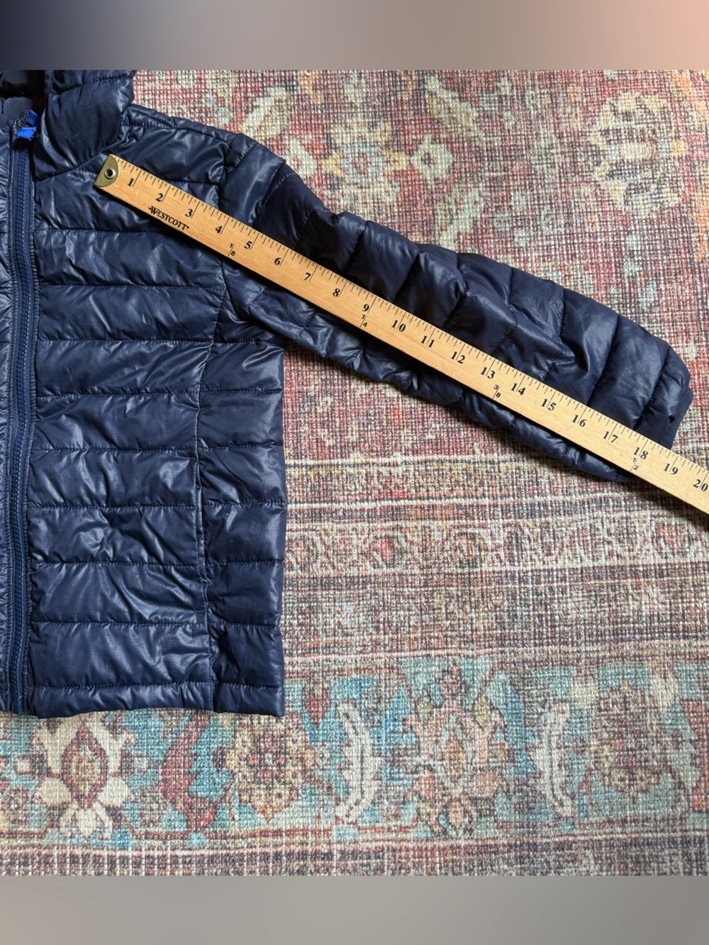 Primary Kids 6-7 Hooded Blue Puffer Jacket - Picture 3 of 8